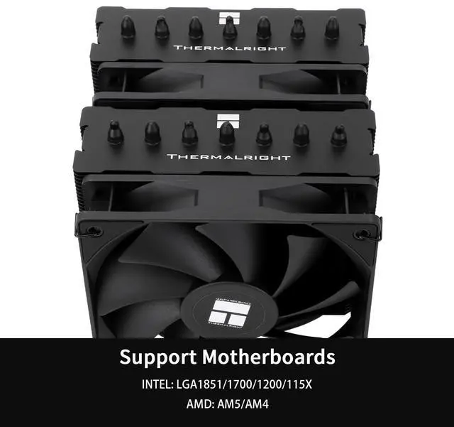 Alt view image 3 of 5 - Thermalrlght Phantom Spirit 120SE Black Double Towers CPU Cooler,7 High Performance Heat Sink Cooler,Heat Pipes CPU Air Cooler,Dual 12cm PWM Fans,for Intel LGA1851/1700/1150/1151