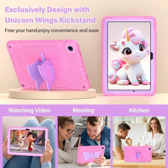 Alt view image 5 of 5 - TOMORRY Case for Samsung Galaxy Tab A9+/ A9 Plus 11 inch 2023 with Tempered Glass Screen Protector,Unicorn Stand Shoulder Strap,Shockproof for Galaxy Tab A9 Plus Tablet Case Kids Girls (Pink)