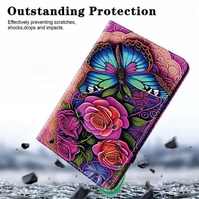 Alt view image 2 of 5 - TUOLISG Case for 7" Kindle Paperwhite 12th Generation 2024 & Kindle Colorsoft Signature Edition, Multi-Angle Viewing PU Leather Case with Card Slot for Kindle Paperwhite 2024 - Colorful Butterfly