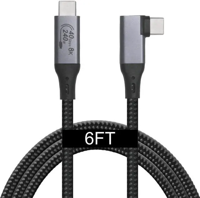 Main image of VEBNER 6-Foot USB4 Cable Compatible with Thunderbolt 3, Thunderbolt 4 and USB-C - Supports 8K HD Display, 40gbps Data Transfer, 240W Charging - 90-Degree Right Angle USB-C