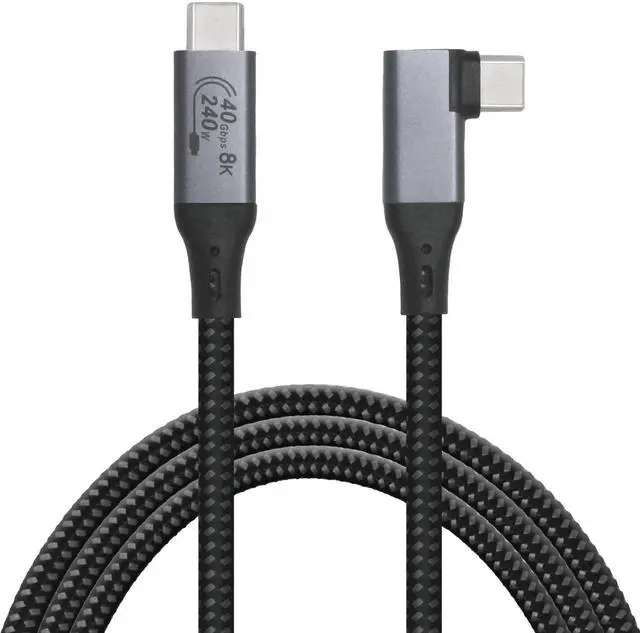 Alt view image 3 of 5 - VEBNER 6-Foot USB4 Cable Compatible with Thunderbolt 3, Thunderbolt 4 and USB-C - Supports 8K HD Display, 40gbps Data Transfer, 240W Charging - 90-Degree Right Angle USB-C