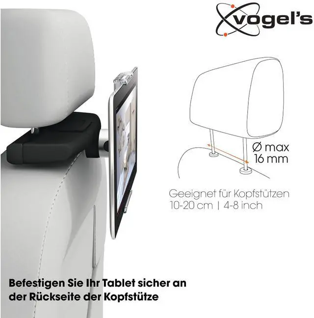 Alt view image 3 of 5 - Vogel's iPad and Tablet Car Headrest Mount, Universal and Adjustable - TMS 1020 Rotating Mount