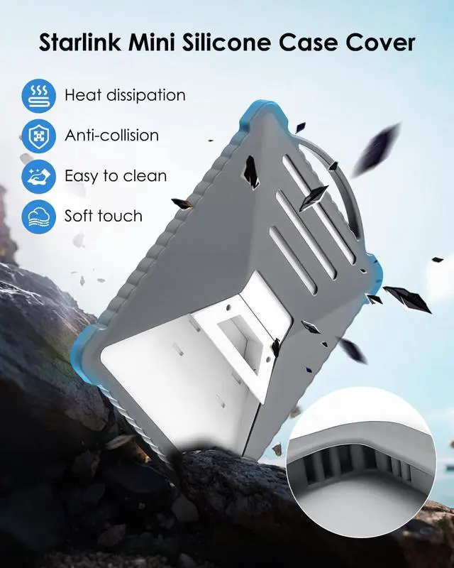 Alt view image 4 of 5 - Upgrade Starlink Mini Case Cover, Soft Silicone Case Fit for Starlink Mini Satellite Dish, Portable Starlink Mini Protective Case Suitable for Outdoor Camping Hiking, Anti-Bump, Anti-Corrosion,Grey
