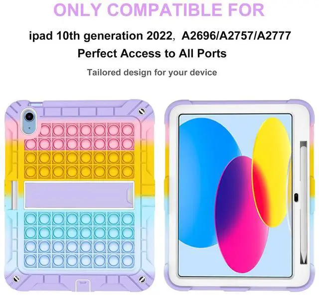 Alt view image 2 of 5 - XZC Case for iPad (A16) 11th Generation 11 Inch 2025/ iPad 10th Generation 10.9 Inch 2022, Heavy Duty Shockproof Rugged Protective Case for iPad 10.9 Inch 2022 Release (Rainbow 2)