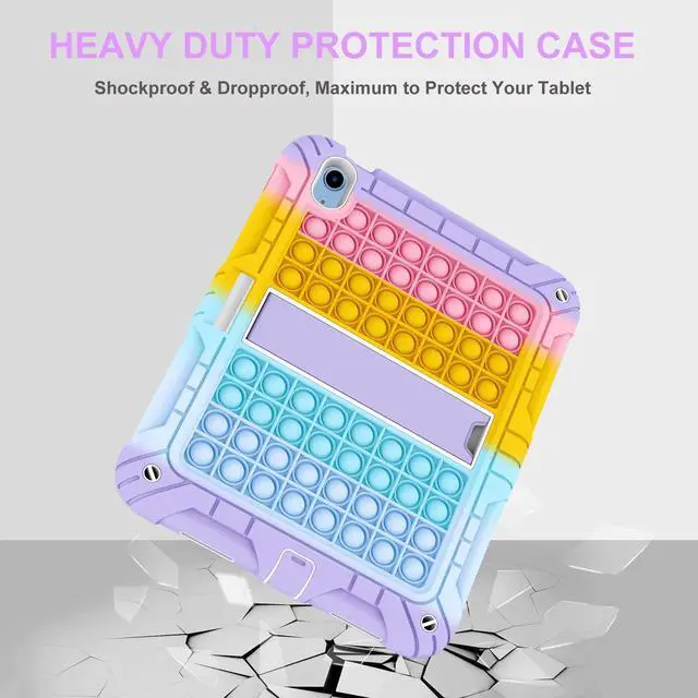 Alt view image 4 of 5 - XZC Case for iPad (A16) 11th Generation 11 Inch 2025/ iPad 10th Generation 10.9 Inch 2022, Heavy Duty Shockproof Rugged Protective Case for iPad 10.9 Inch 2022 Release (Rainbow 2)