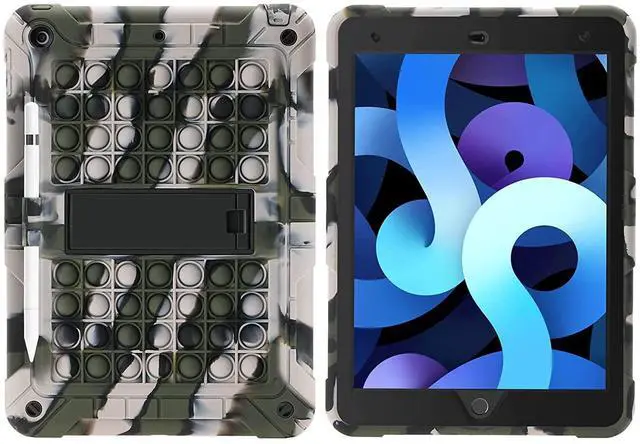 Alt view image 2 of 5 - XZC iPad 9th/8th/7th Generation Case (iPad 10.2 Case 2021/2020/2019) Shockproof Drop Protection iPad Cover with Pencil Holder Kickstand Shoulder Strap (Camouflage 1)