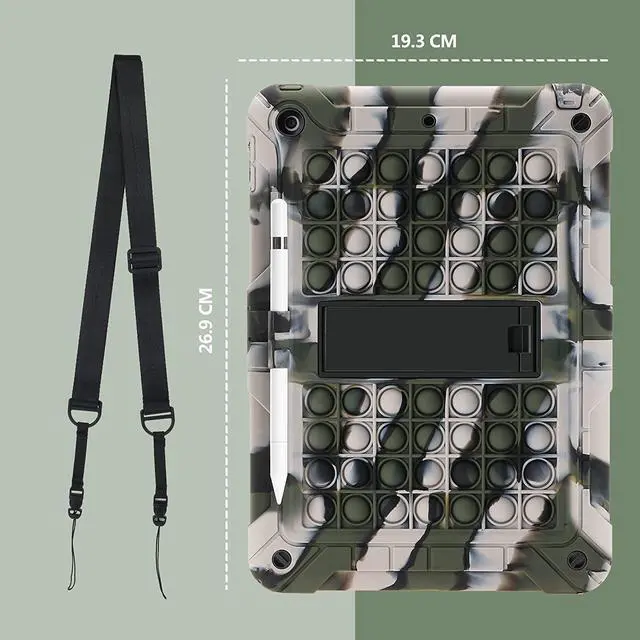 Alt view image 5 of 5 - XZC iPad 9th/8th/7th Generation Case (iPad 10.2 Case 2021/2020/2019) Shockproof Drop Protection iPad Cover with Pencil Holder Kickstand Shoulder Strap (Camouflage 1)