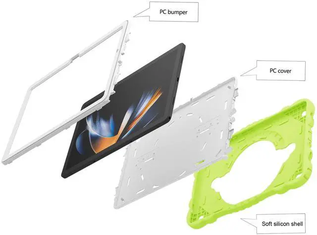 Alt view image 2 of 5 - XZC Case for Samsung Galaxy Tab A9+/ A9 Plus Case 11" 2023 (SM-X210/X216/X218), Unicorn Heavy Duty Shockproof Protective Case with Stand/Shoulder Strap for Kids Girls Women (Green)