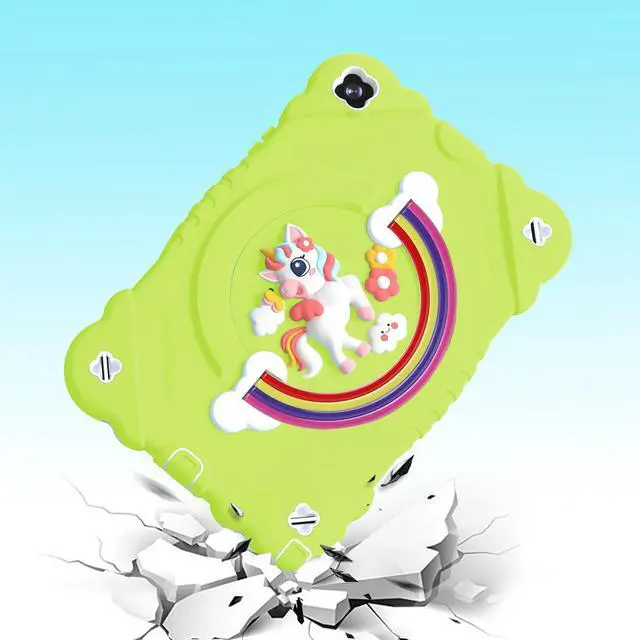 Alt view image 3 of 5 - XZC Case for Samsung Galaxy Tab A9+/ A9 Plus Case 11" 2023 (SM-X210/X216/X218), Unicorn Heavy Duty Shockproof Protective Case with Stand/Shoulder Strap for Kids Girls Women (Green)