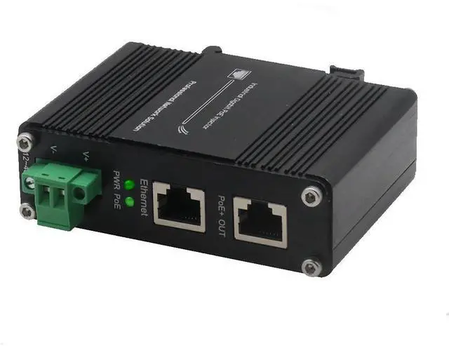 Main image of Industrial Gigabit PoE+ Injector - 12-48VDC Power Input with DIN Rail/Wall Mount,IEEE 802.3 af/at Outdoor Rated 30W PoE+ Power Supply for Industrial Networking,Ideal for IP Camera