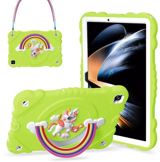 Main image of XZC Case for Samsung Galaxy Tab A9+/ A9 Plus Case 11" 2023 (SM-X210/X216/X218), Unicorn Heavy Duty Shockproof Protective Case with Stand/Shoulder Strap for Kids Girls Women (Green)