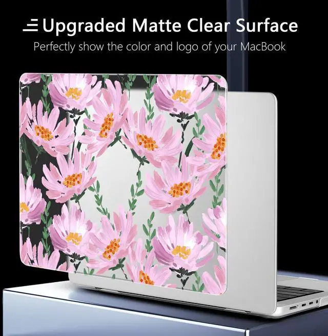 Alt view image 4 of 5 - Yebiseven Case for M3 MacBook Pro 16 inch 2023 2021 Release A2991/A2485 A2780 M2 M1 Pro/Max, Hard Shell Case with Keyboard Cover & Screen Film & OTG Adapter & 2 Webcam Covers, Blooming Flowers
