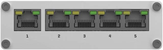 Alt view image 5 of 5 - Teltonika TSW110000010 - TSW110 Industrial L2 Unmanaged Switch, 10/100/1000 Mbps Ethernet Ports, Aluminum Housing, 10 Gbps Bandwidth - with DC Power Cable