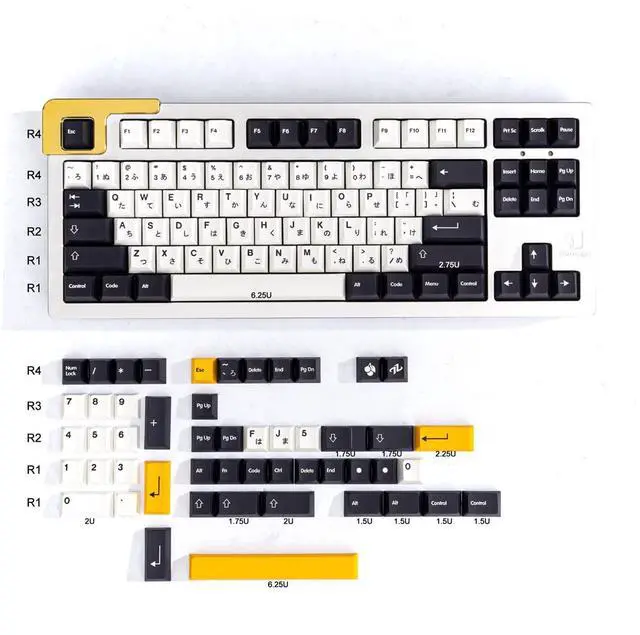 Alt view image 5 of 5 - 133 Keys Japanese Keycap Cherry Profile Dye Sub PBT Black and White Keycaps Set Fit for 61/64/87/104/108 Cherry Mx Switches Mechanical Keyboard