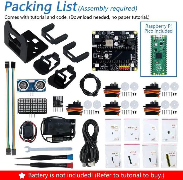 Alt view image 2 of 5 - Freenove Bipedal Robot Kit for Raspberry Pi Pico (Included) (Compatible with Arduino IDE), LED Matrix Expressions, Obstacle Avoidance, Colorful Lights, Buzzer, Speaker, App