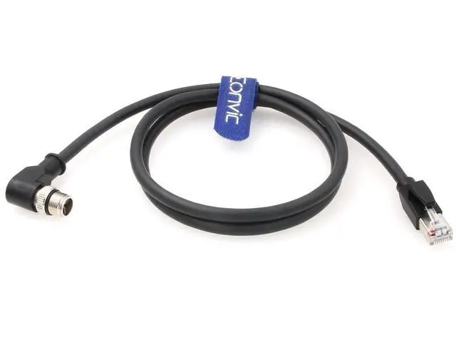 Alt view image 2 of 5 - Eonvic Ethernet Cable M12 X-Type Right Angle 8 Position to RJ45 Waterproof Industrial Shielded Network High Flex Cable for Cognex