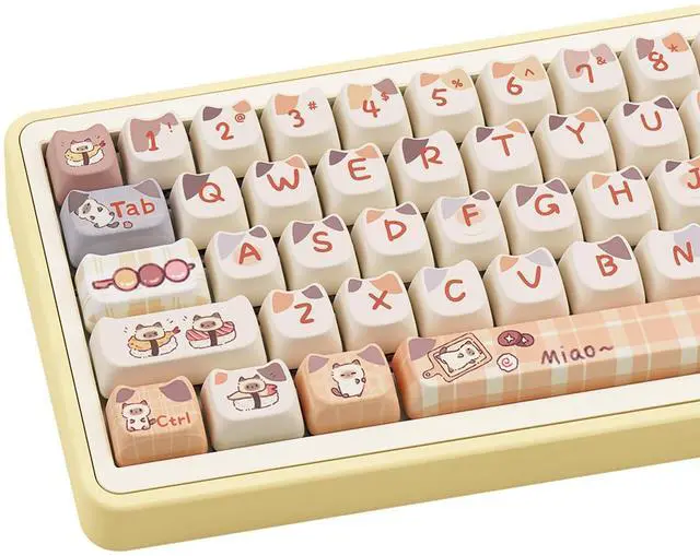 Main image of COOMICKEY PBT Keycaps, Cute Cat Keycap Set, Dye Sublimation Custom Keycaps, Kawaii Keycap Mao Profile 142 Keys Key Cap with Key Puller for Cherry Gateron MX Switches Mechanical Gaming Keyboard