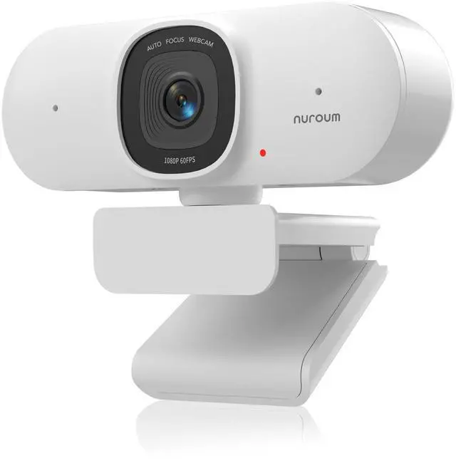Main image of NUROUM V15AF 2K Webcam for PC, 1080p 60FPS AutoFocus Web Camera with Microphone, Privacy Cover and Mute, 75°FOV Dual Microphone USB FHD Computer Camera, Plug and Play for Zoom/Skype/Teams, White