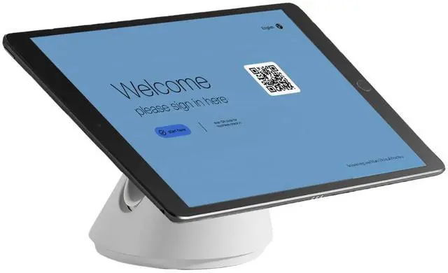 Main image of Bouncepad Click iPad POS Stand & Docking Station for Business | Kiosk Stand Compatible with All Tablet & iPad Models | Table Mount Tablet Kiosk | iPad Register | White