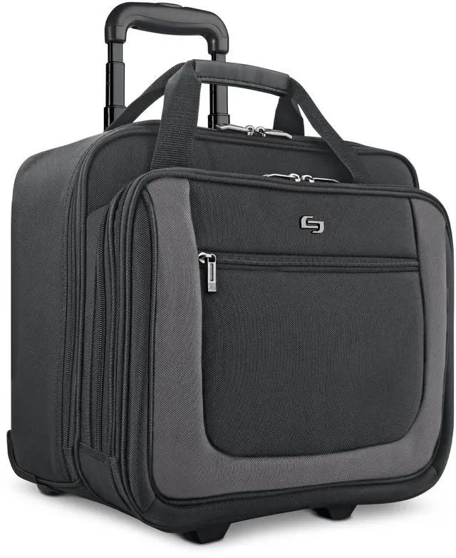 Main image of Solo New York Rolling Case with Wheels - Roller Laptop Bag, Wheeled Briefcase for Women & Men, Carry On Size for Travel, Fits 17.3" Computer - Bryant, Black & Grey