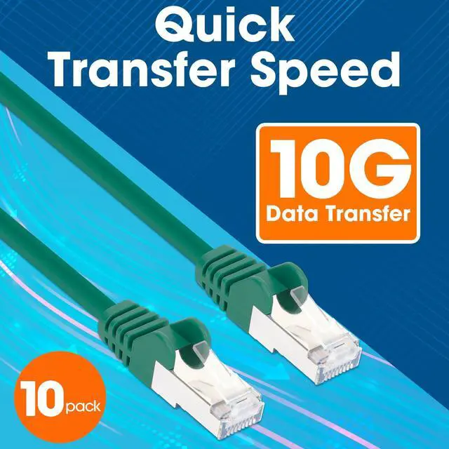 Alt view image 3 of 5 - Intellinet Slim Cat8 Ethernet Network Patch Cable  10-Pack - 40Gbps & 2000MHz, Snagless Boot, 30AWG Pure Bare Copper Wire, Gold-Plated Contacts, Lifetime Mfg Warranty  3ft, 10 Pack, Green