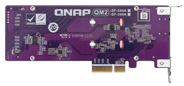 Alt view image 2 of 5 - QNAP QM2-2P-344A Dual M.2 PCIe SSD Expansion Card, Supports up to Two M.2 2280/22110 Form Factor M.2 PCIe (Gen3 x4) SSDs, PCIe Gen3 x4 Host Interface, Low-Profile Bracket pre-Loaded, 2 x SSD
