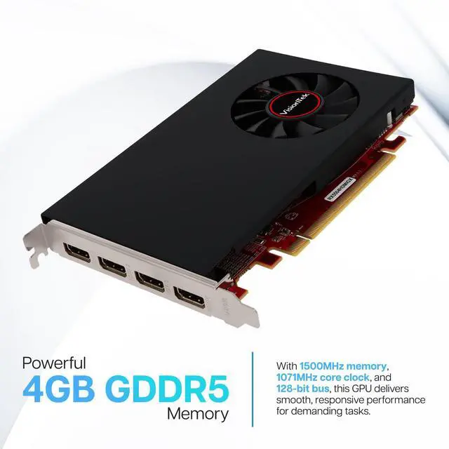 Alt view image 5 of 5 - VisionTek AMD Radeon RX 550 4GB GDDR5 for PC  Computer Graphics Card: Supports 4k Monitor Resolution  x4 DisplayPort Outputs, PCI Express 3.0, DirectX 12, Bus-Powered - 901458