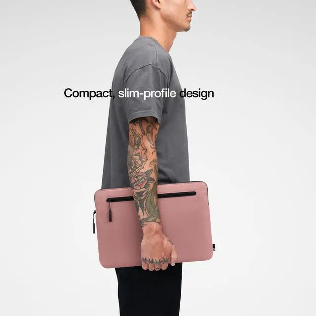 Alt view image 4 of 5 - Incase Compact Laptop Sleeve with Flight Nylon - 13-inch MacBook/Laptop & iPad/Tablet Sleeve - Faux Fur Lining, Lightweight, Durable, Weather Resistant, Slip Pocket for Accessories - Aged Pink