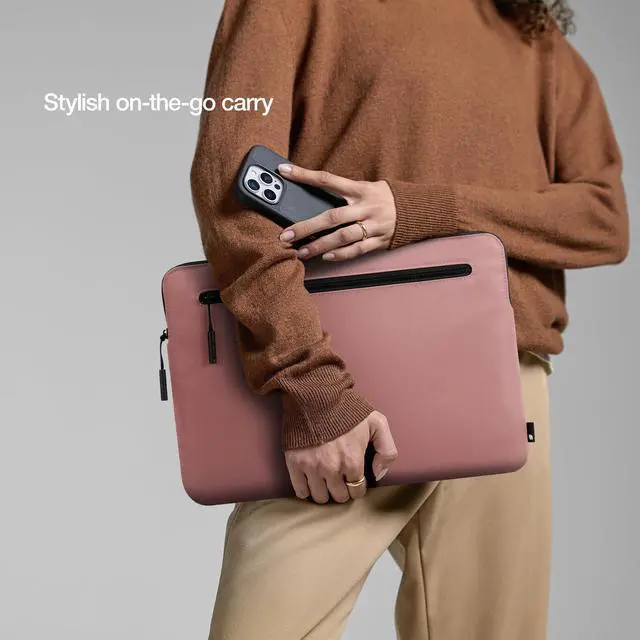 Alt view image 3 of 5 - Incase Compact Laptop Sleeve with Flight Nylon - 13-inch MacBook/Laptop & iPad/Tablet Sleeve - Faux Fur Lining, Lightweight, Durable, Weather Resistant, Slip Pocket for Accessories - Aged Pink