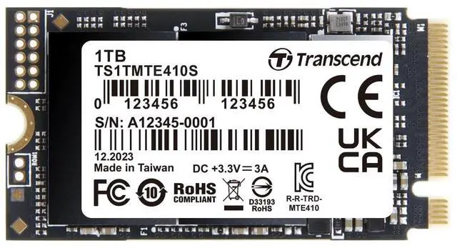 Main image of Transcend 1TB M.2 2242 SSD, Up to 5000MB/s, PCIe Gen4x4 3D TLC NAND, for Ultra-Thin Laptops, Lenovo ThinkPad, Yoga Gen 6, ASUS ExpertBook, ZenBook, Mini PC, DRAM-Less Design for Low Power Consumption