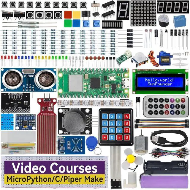 Main image of SunFounder Raspberry Pi Pico W Ultimate Starter Kit with Online Tutorials, RoHS Compliant, 450+ Items, 117 Projects, MicroPython, C/C++ (Compatible with Arduino IDE)