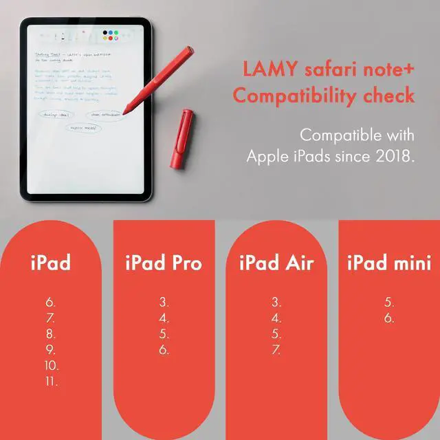 Alt view image 3 of 5 - LAMY Safari Note+ White iPad Pen - Stylus Pen with Palm Rejection, tilt Sensitivity & Ergonomic Grip - Compatible with Various iPad Models & Generations - up to 10 Hours Battery Life