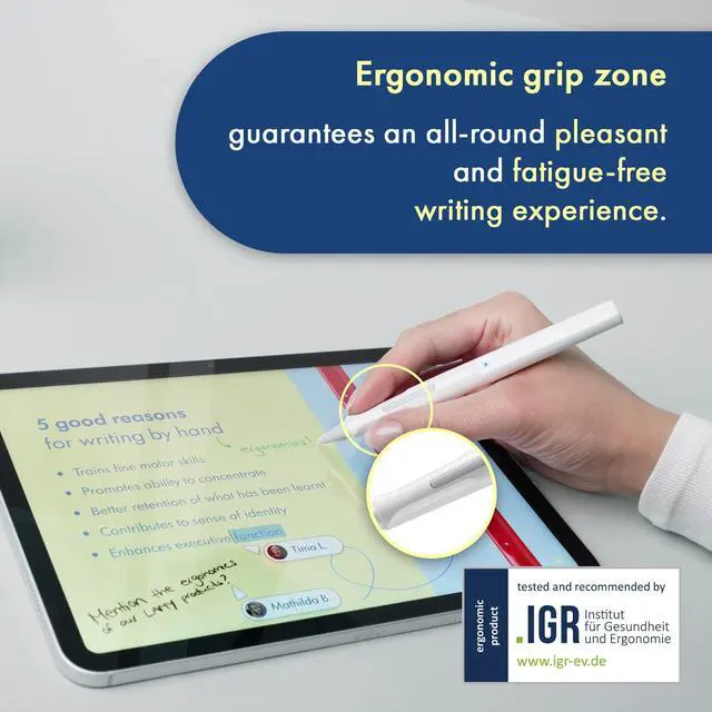 Alt view image 5 of 5 - LAMY Safari Note+ White iPad Pen - Stylus Pen with Palm Rejection, tilt Sensitivity & Ergonomic Grip - Compatible with Various iPad Models & Generations - up to 10 Hours Battery Life