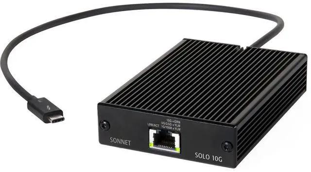 Alt view image 2 of 5 - Sonnet Technologies Solo 10G Thunderbolt 3 to 10GBASE-T Ethernet Fanless Adapter (SOLO10G-TB3)