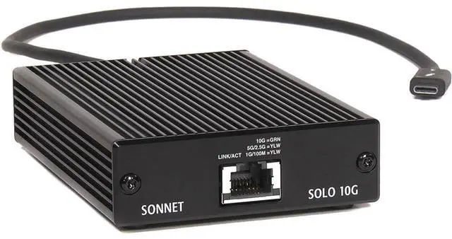 Main image of Sonnet Technologies Solo 10G Thunderbolt 3 to 10GBASE-T Ethernet Fanless Adapter (SOLO10G-TB3)