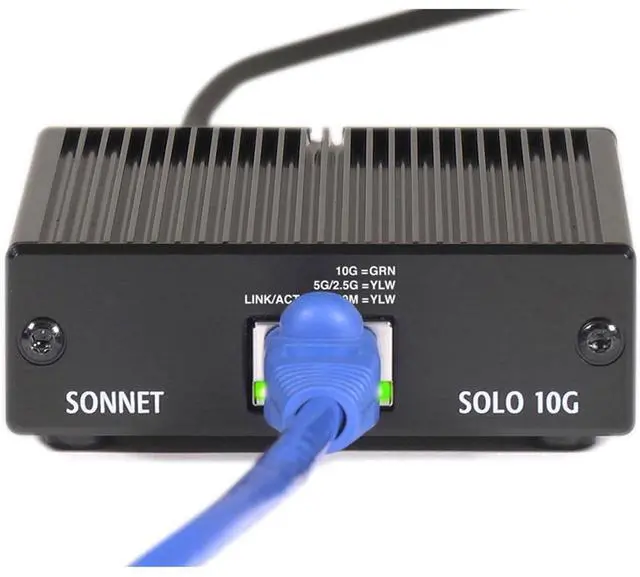 Alt view image 3 of 5 - Sonnet Technologies Solo 10G Thunderbolt 3 to 10GBASE-T Ethernet Fanless Adapter (SOLO10G-TB3)