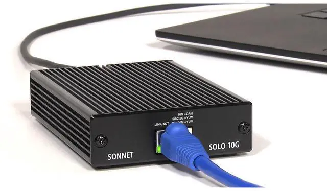 Alt view image 4 of 5 - Sonnet Technologies Solo 10G Thunderbolt 3 to 10GBASE-T Ethernet Fanless Adapter (SOLO10G-TB3)