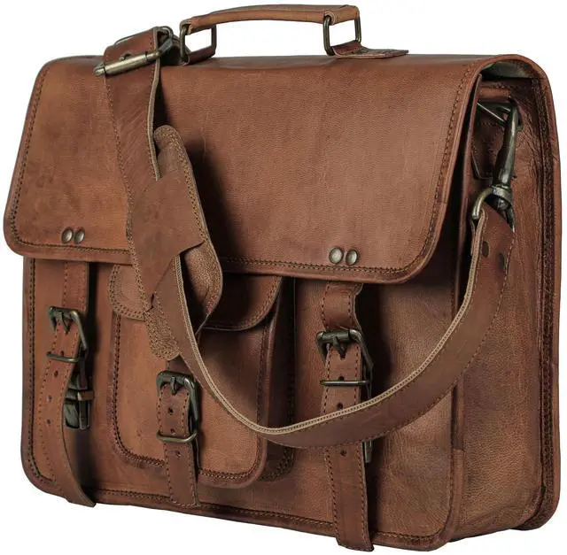 Alt view image 5 of 5 - Vintage 15 Inch Laptop Messenger Bag briefcase Satchel laptop bag for Men and Women