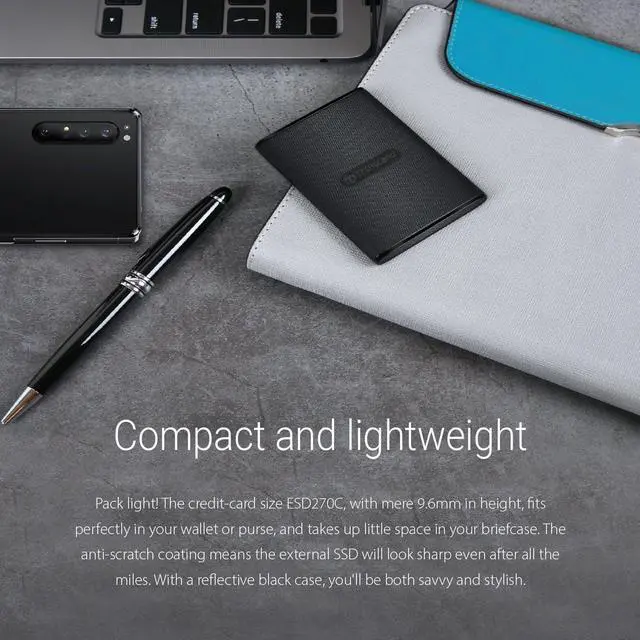 Alt view image 5 of 5 - Transcend 250GB ESD270C, External Solild State Drive, Portable SSD, One Touch to Back up, One-Time Password to Unlock, Type-A and Type-C Cables Included - TS250GESD270C