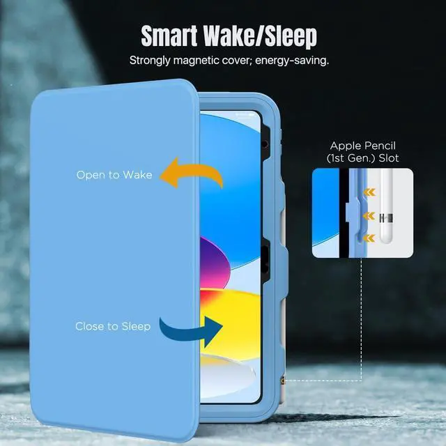 Alt view image 5 of 5 - MoKo for iPad 11-inch (A16) 11th Generation Case 2025/ iPad 10th Generation Case with Pencil Holder 2022 10.9 inch, Built-in Screen Protector Clear Back, Multi Angle Viewing Stand, Sunny Sky Blue