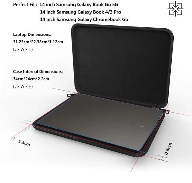 Alt view image 2 of 5 - Smatree Hard Laptop Case for 14 inch Samsung Galaxy Book Go 5G, for 14 inch Samsung Galaxy Book 4/3 Pro, for 14inch Galaxy Chromebook Go Laptop Sleeve