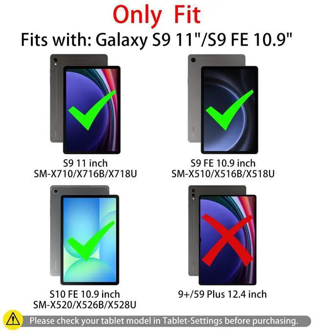 Alt view image 2 of 5 - Trackpad Keyboard Case for Samsung Galaxy Tab S9 11"/S9 FE 10.9" 2023/S10 FE 10.9" 5G 2025, Magnetic S9 FE Tablet Portable Stand Cover Detachable Wireless 7-Color Backlit Keyboard Black, S Pen Slot