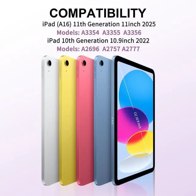 Alt view image 2 of 5 - SZPSGC Keyboard Case for iPad (A16) 11th Generation 11 Inch 2025, iPad 10th Generation 10.9 Inch 2022, Smart Folio Cover with 7 Colors Backlit Wireless Detachable Keyboard, Auto Sleep Wake, Purple