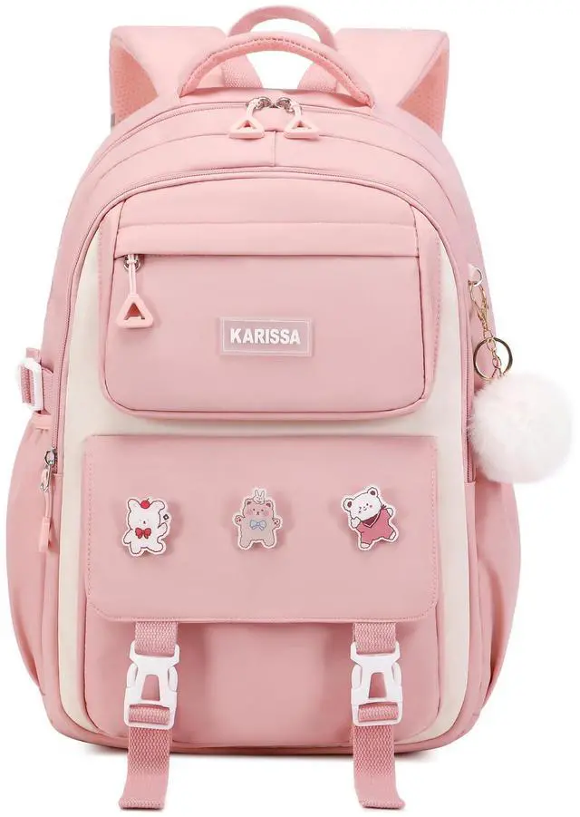 Main image of QHRIDS Girls Backpack Aesthetic Laptop Backpacks Kawaii Large Bookbag Anime Casual Travel Daypack,Pink