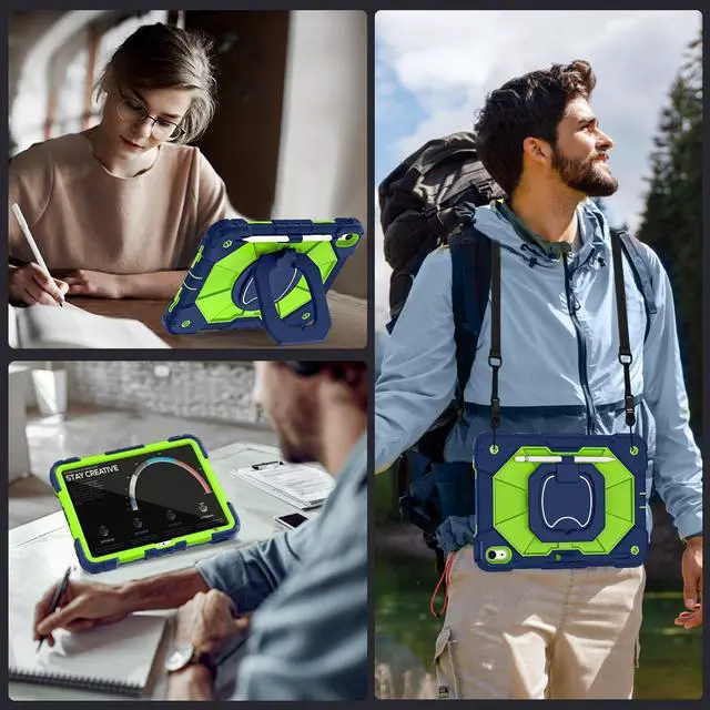 Alt view image 2 of 5 - Auizotl Case for iPad (A16) 11th/10th Generation 2025/2022,Heavy Duty Shockproof 10th Generation iPad Case with 360° Rotating Stand Screen Protector for i Pad 11.0/10.9 Inch Cover,Navy Green