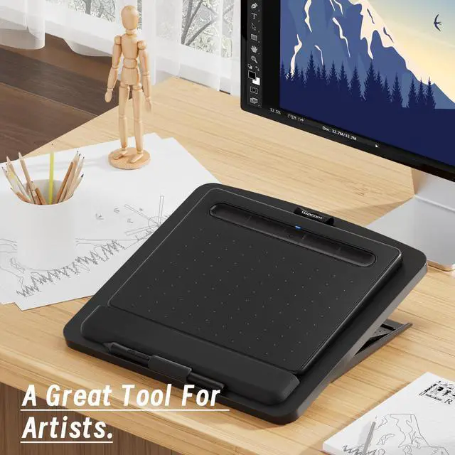 Alt view image 5 of 5 - AFOOYO Adjustable Graphics Tablet Holder for Desk - Foldable Portable Stand Compatible with Fire HD, Samsung Galaxy Tab, Wacom, XP-Pen and More - Fit 7-23.8 inches