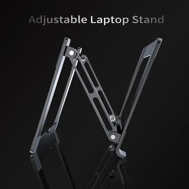 Alt view image 4 of 5 - VIGLT Laptop Stand for Desk - Adjustable Laptop Holder, Portable Laptop Riser with Multi-Angle Height Adjustable Computer Stand for MacBook Air/Pro and More Notebooks 10-17.3" - Grey