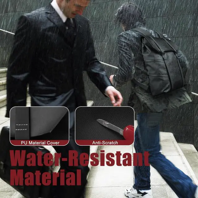 Alt view image 3 of 5 - hk Backpack for Men Flap Laptop Backpacks 15.6 Inch Travel Business Backpack Waterproof Anti-Theft Computer Bag for College Work Hiking Vintage Casual Rucksack