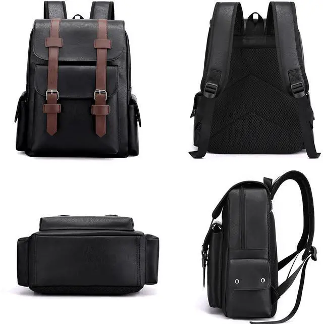 Alt view image 5 of 5 - Farcauo Laptop Backpack for Women Men College Computer Backpack for Women Large Leather Work Backpack Black Teacher Business Back Pack travel backpack Carry on Flight Approved
