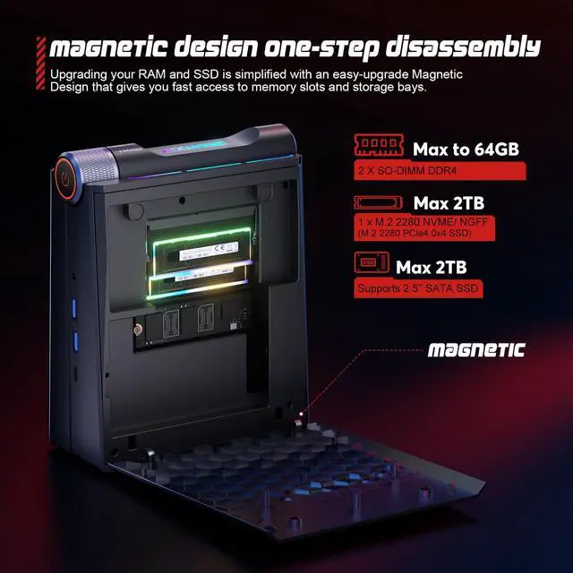 Alt view image 3 of 5 - ACEMAGIC Mini PC Gaming PC-Computer: Intel Core i7-11700B Processor (8C/16T,up to 4.8GHz) 16GB DDR4 512GB NVMe SSD Micro Computers - Small Desktop PC [WiFi6/BT5.2] Support 4K Triple Display